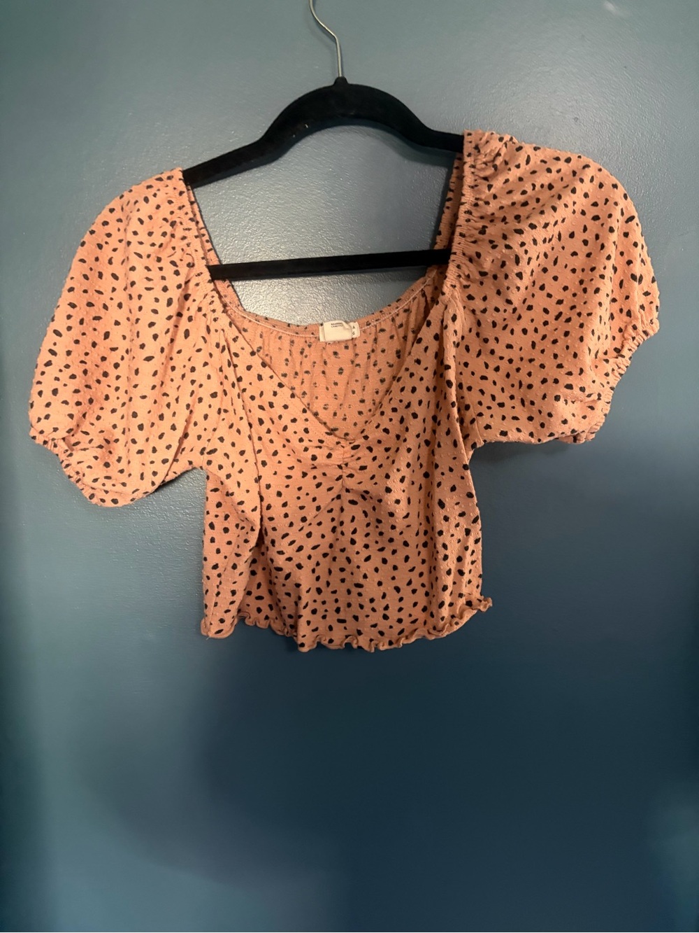 Billabong It's Love Crop Top Puff-Sleeve Polka Dot Crop Top